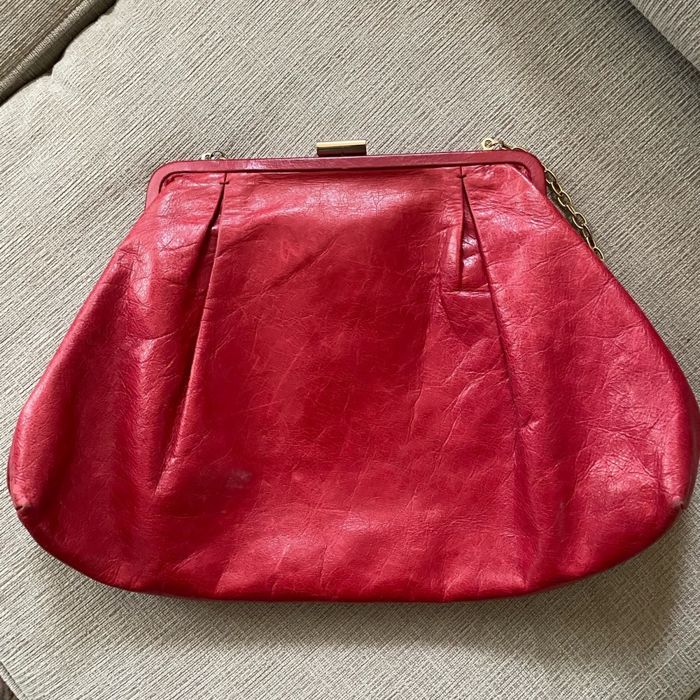 Big Hobo International red leather shoulder bag with gold and red leather strap